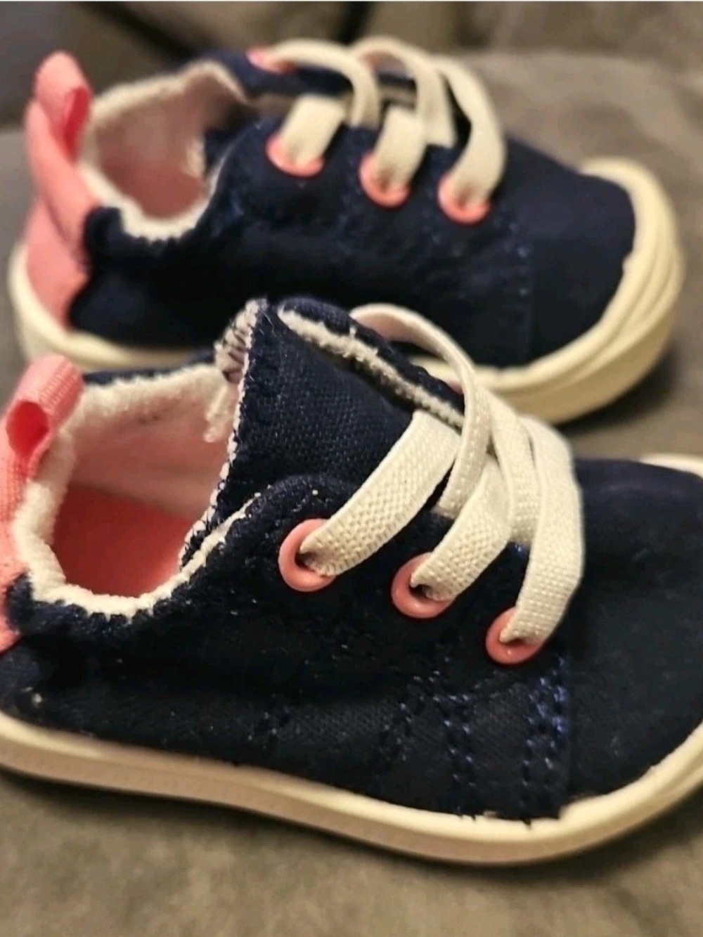 Kids Navy and Pink Canvas Sneakers - Comfortable Everyday Shoes